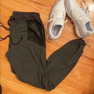 Gray Joggers with Pleather Pockets
